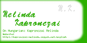 melinda kapronczai business card